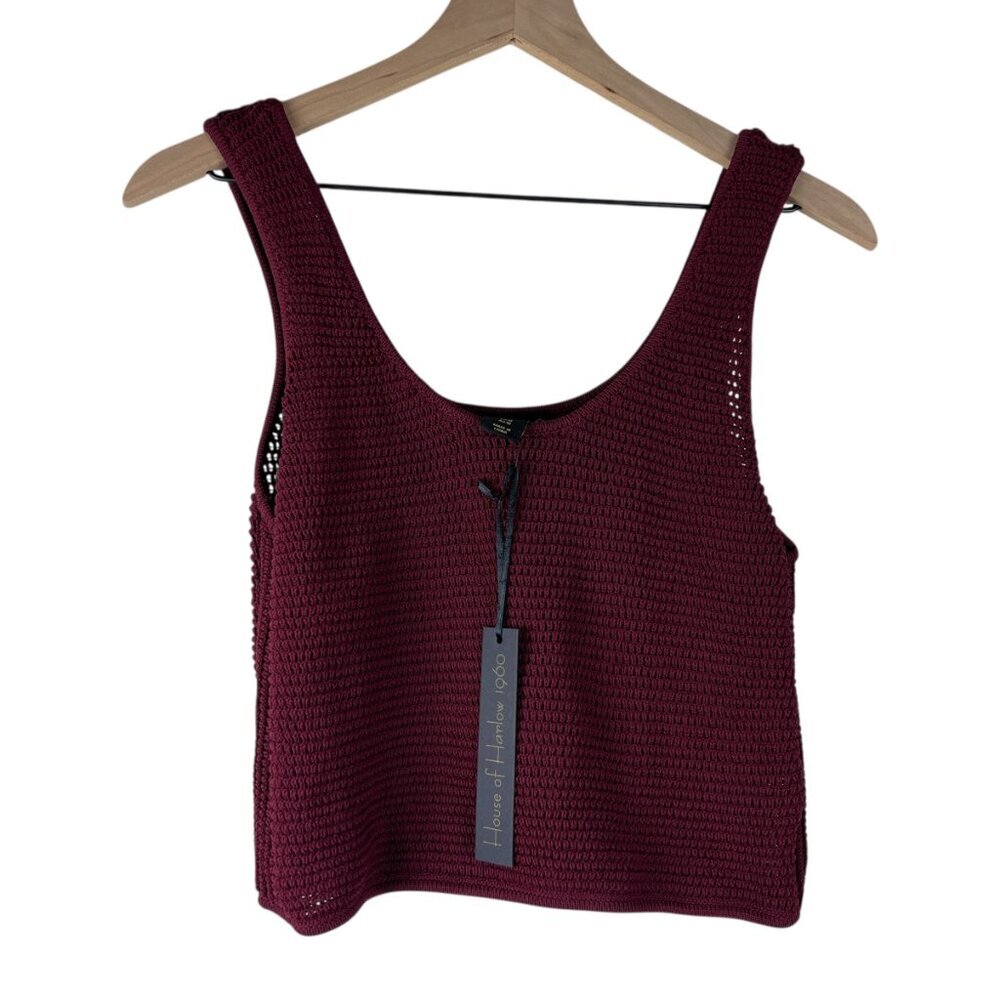 NWT House Of Harlow 1960 Burgundy Knit Cropped Tank Top